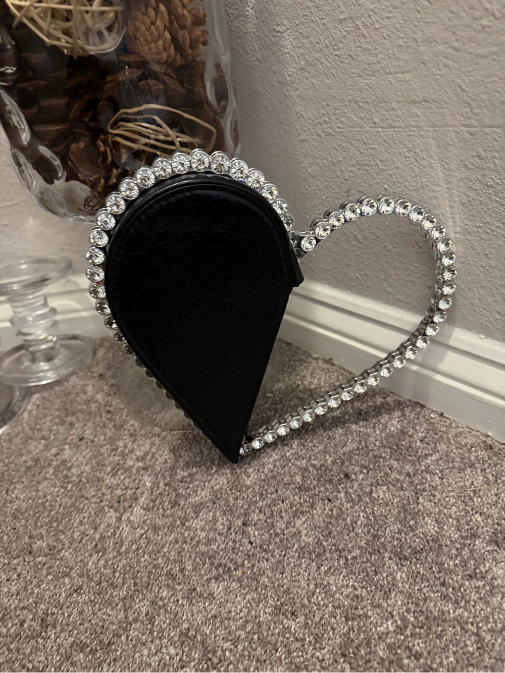 Crystal-Trim Black Heart Accent Decor